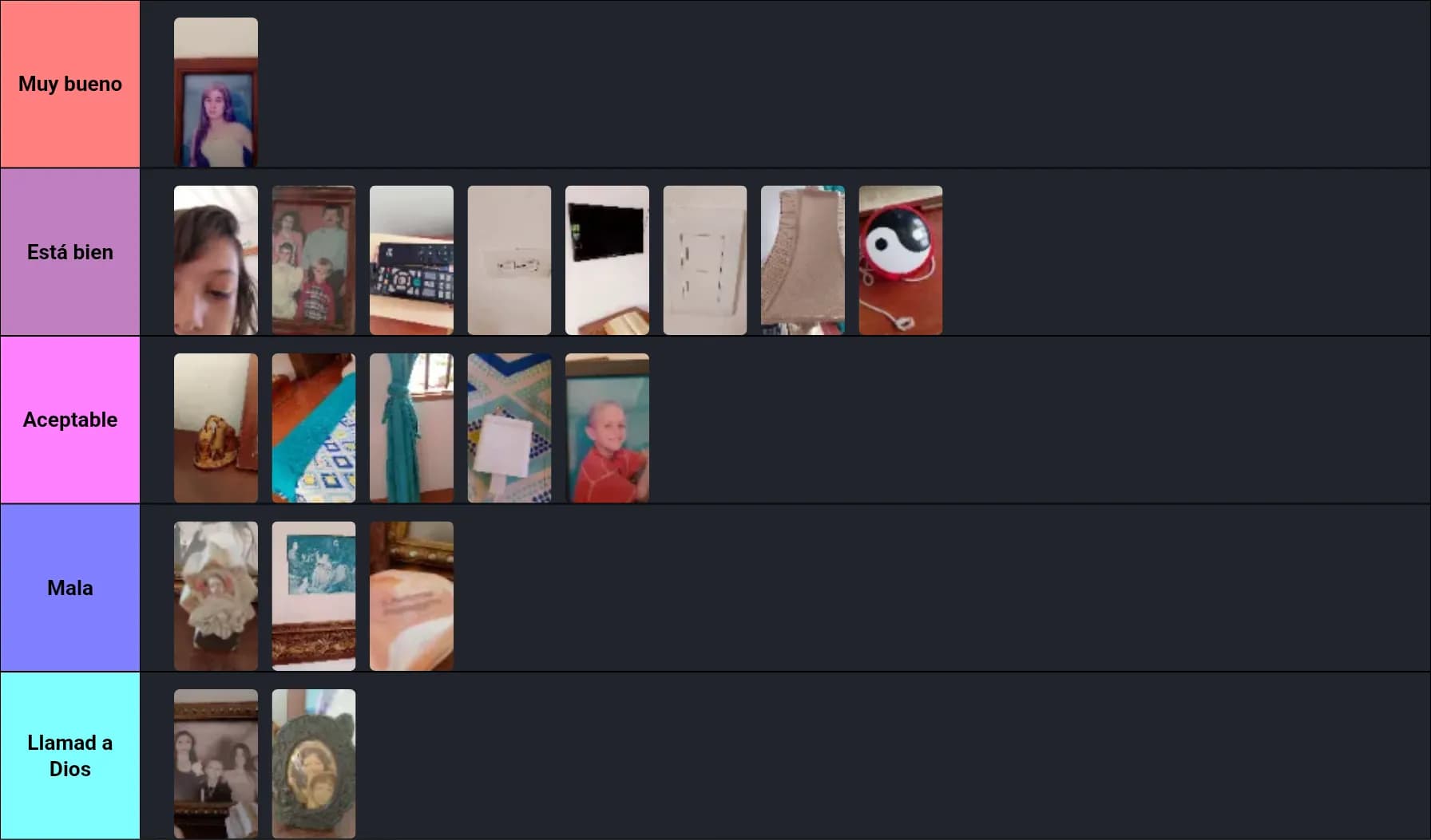 Tierlist de la casa