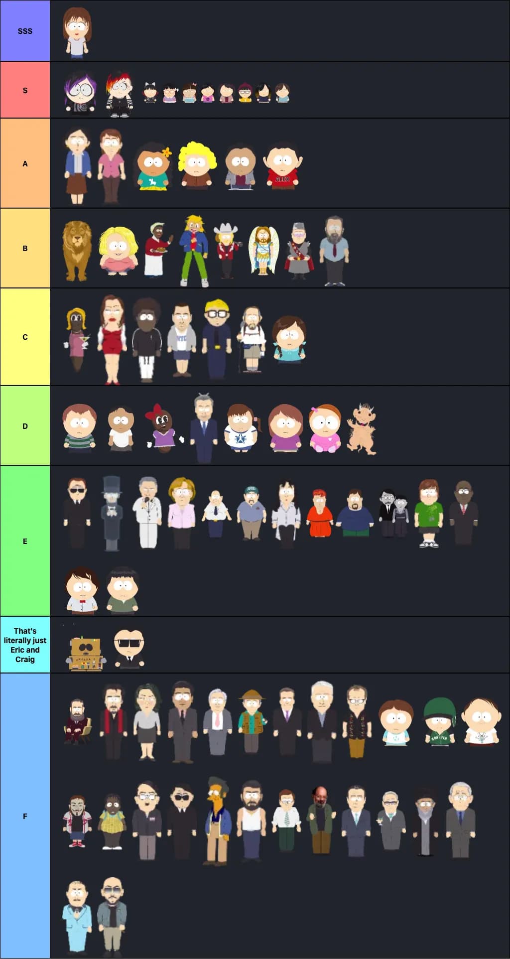 South Park - letter A characters